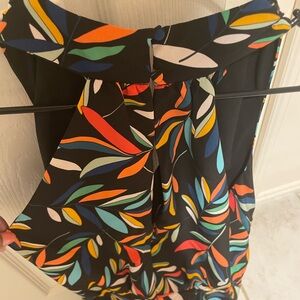 Maggy London womens Leafy Geo Sleeveless Wide Leg Cropped Jumpsuit